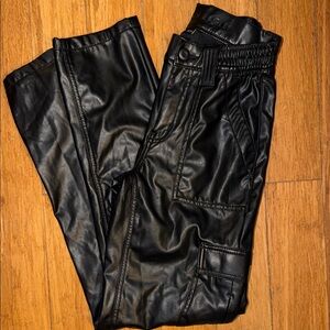 American Eagle Outfitters Black Faux Leather Jogger Pants